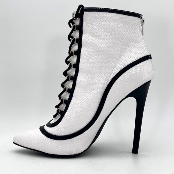 ShoeDazzle Dangerous Booties Womens Size 9 White Multi Back Zipper & Lace-Up New - Picture 9 of 16